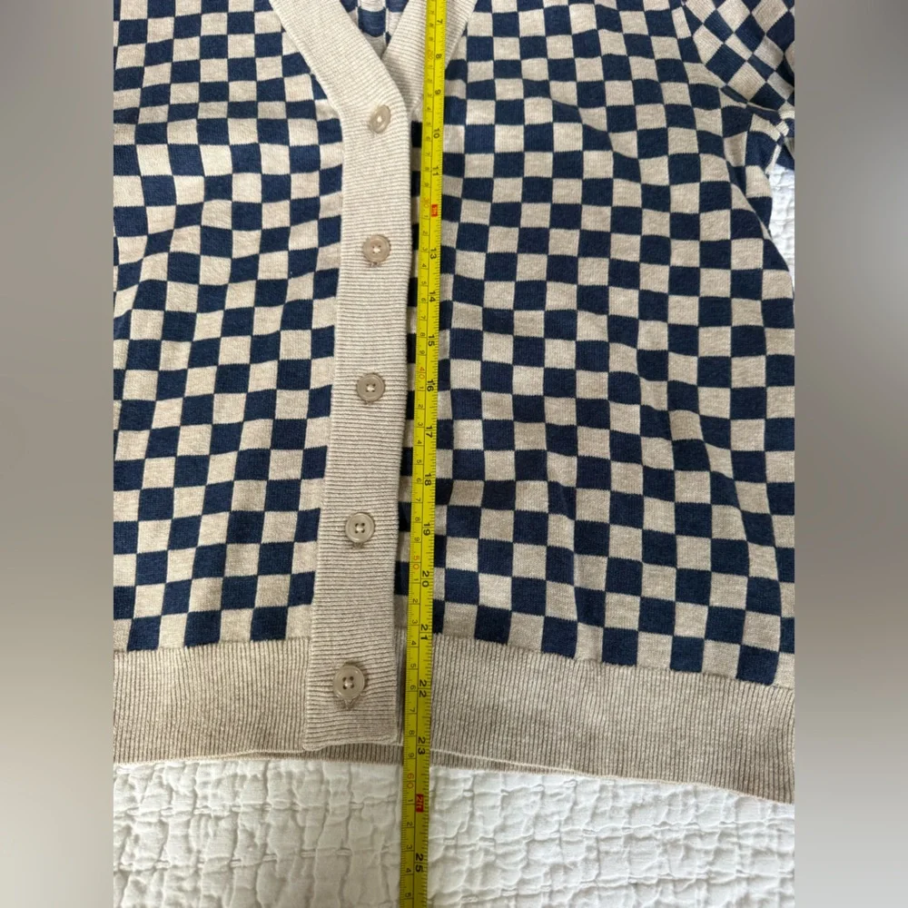 Kule Checkered V-Neck Cardigan Sweater - Picture 4 of 7